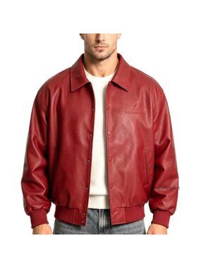 Men's Faux Leather Jacket Vintage Racing Streetwear Fall Coat